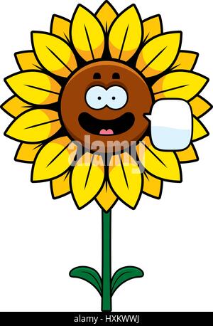 Un cartoon illustrazione di un girasole parlando. Illustrazione Vettoriale