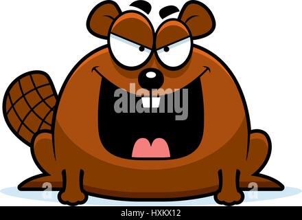 Un cartoon illustrazione di un sinistro guardando beaver. Illustrazione Vettoriale