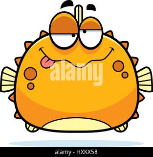 Un cartoon illustrazione di un blowfish cercando ubriaco. Illustrazione Vettoriale