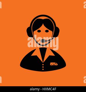 Logistica consulente dispatcher icona. Sfondo arancione con nero. Illustrazione Vettoriale. Illustrazione Vettoriale