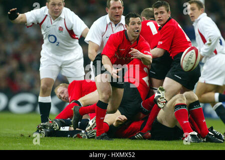 GARETH COOPER GALLES & bagno RU Millennium Stadium Cardiff Galles 22 Febbraio 2003 Foto Stock