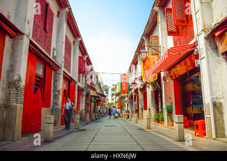 Macao, China-September 18, 2015: Rua da Felicidade o la strada della felicità in Macau, Cina Foto Stock