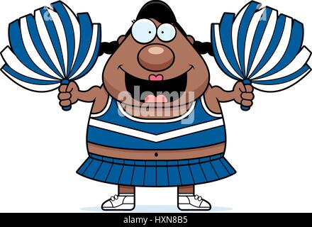 Un cartoon illustrazione di una cheerleader con pompon. Illustrazione Vettoriale