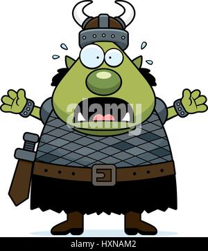 Un cartoon illustrazione di un ORC cercando spaventata. Illustrazione Vettoriale