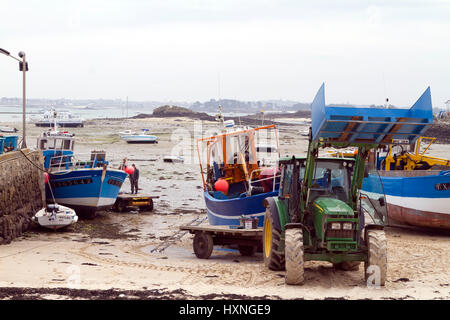 La bassa marea nell'Île de Batz vicino a Roscoff ,Brittany,Francia Foto Stock