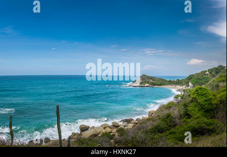 Vista di Canaveral Beach - Tayrona Parco Naturale Nazionale, Colombia Foto Stock