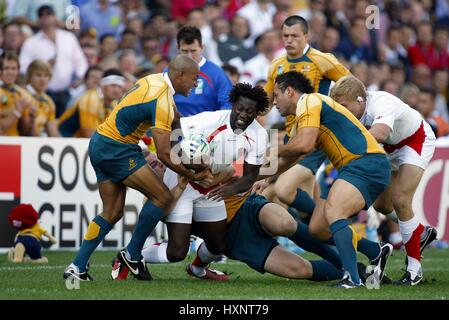 PAUL SACKEY NON TROVA ALCUN MODO THROU AUSTRALIA V INGHILTERRA RWC FRAN STADE VELODROME MARSEILLE FRANCIA 06 Ottobre 2007 Foto Stock