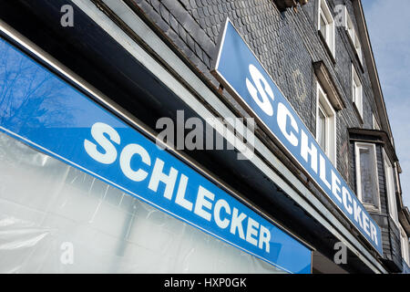 Chiuso Schlecker filiale. Schlecker è stata la più grande farmacia tedesca fino al fallimento nel 2012. Foto Stock