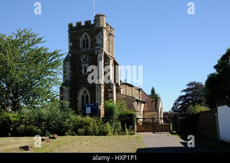 San Giovanni Battista, Stanbridge, Bedfordshire, è principalmente costruito di pietra calcarea e con alcune parti della pietra Totternhoe. Foto Stock