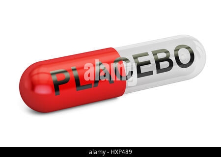 Pillola placebo capsule, 3D rendering isolati su sfondo bianco Foto Stock