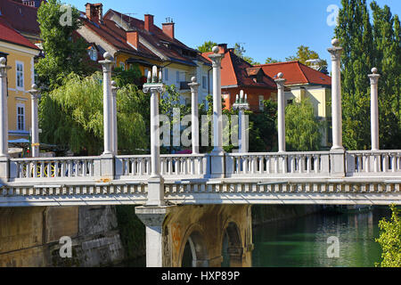 Il comando cobbler Bridge a Lubiana - immagine HDR Foto Stock