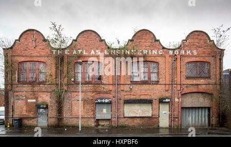 Atlas opere , Chapel Street , Levenshulme. Demolizione inizia il brown field site Foto Stock