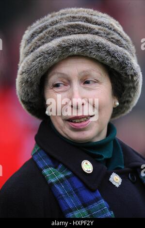 HRH Principessa ANNE Scozia v Galles Murrayfield Stadium EDIMBURGO SCOZIA 08 Febbraio 2009 Foto Stock