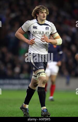 RICHIE SCOZIA GRIGIO & GLASGOW WARRIORS MURRAYFIELD EDIMBURGO SCOZIA 07 Febbraio 2010 Foto Stock