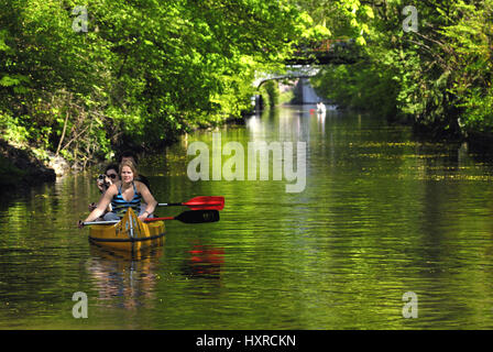 Amburgo, Germania, Europa, città, villaggi, città, città, giorno, durante il giorno, hamburger Winterhude, canale Alster, canal, canali, Molla, molla, Goldbekk Foto Stock