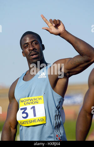 DWAIN CHAMBERS 100 METRI GATESHEAD INGHILTERRA 13 Luglio 2003 Foto Stock