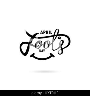 April Fools Day. Disegnata a mano scritte frase isolato su sfondo bianco. Elemento di design per poster, biglietto di auguri. Illustrazione Vettoriale. Illustrazione Vettoriale