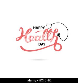 Felice Giornata della salute tipografici ed elementi di design. Felice Giornata della salute lettering icon.felice giornata della salute logotipo simbolo.Design per biglietto di auguri,Poster,Flyer Illustrazione Vettoriale