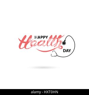 Felice Giornata della salute tipografici ed elementi di design. Felice Giornata della salute lettering icon.felice giornata della salute logotipo simbolo.Design per biglietto di auguri,Poster,Flyer Illustrazione Vettoriale