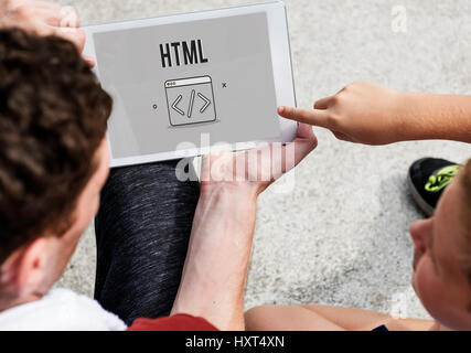 Programmatore HTML codifica il concetto di script Foto Stock