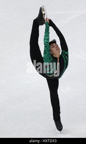 Helsinki. 30 Mar, 2017. Michael cristiano Martinez delle Filippine compete durante gli uomini breve programma a ISU World Figure Skating Championships 2017 a Helsinki in Finlandia il 30 marzo 2017. Credito: Liu Lihang/Xinhua/Alamy Live News Foto Stock