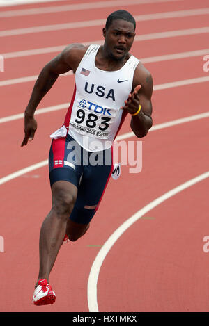 JUSTIN GATLIN 200 METRI USA OLYMPIC STADIUM Helsinki Finlandia 09 agosto 2005 Foto Stock