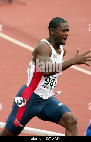 JUSTIN GATLIN 200 METRI USA OLYMPIC STADIUM Helsinki Finlandia 09 agosto 2005 Foto Stock