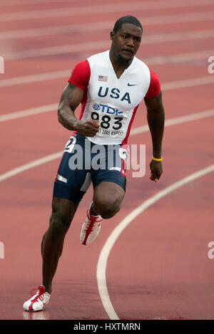 JUSTIN GATLIN 200 METRI USA OLYMPIC STADIUM Helsinki Finlandia 10 agosto 2005 Foto Stock