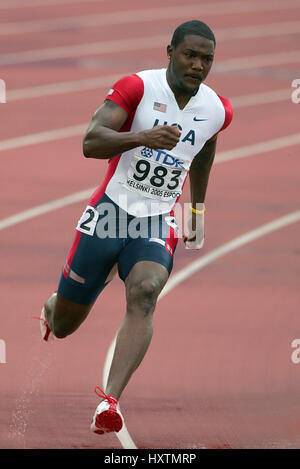 JUSTIN GATLIN 200 METRI USA OLYMPIC STADIUM Helsinki Finlandia 10 agosto 2005 Foto Stock