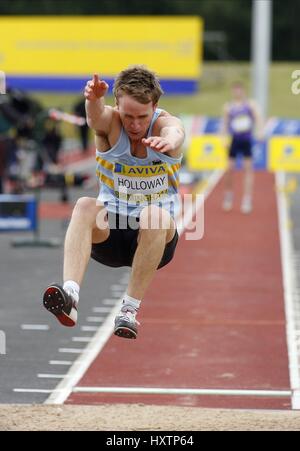 MARK HOLLOWAY SALTO IN LUNGO ALEXANDER STADIUM Birmingham Inghilterra 12 Luglio 2008 Foto Stock