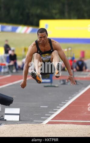 RYAN JAMES LONG JUMP ALEXANDER STADIUM Birmingham Inghilterra 12 Luglio 2008 Foto Stock