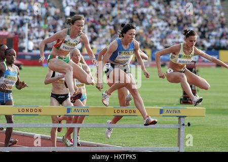 HELEN CLITHEROE 3000 metri di siepi Crystal Palace a Londra Inghilterra 25 Luglio 2008 Foto Stock