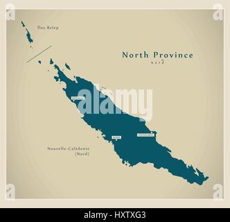 Mappa moderno - Nord provincia NC Illustrazione Vettoriale