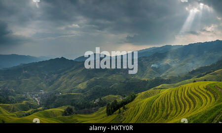 Longji dazhai village,provincia di Guangxi,Cina Foto Stock