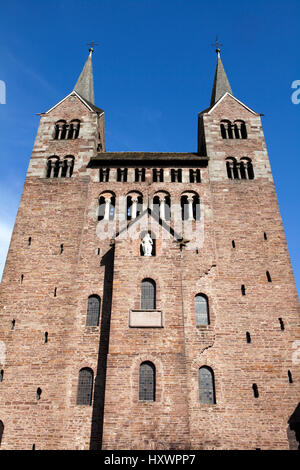 La chiesa abbaziale di San Stephanus e San Vito, Abbazia castello in Corvey Hoexter, Weserbergland, Renania settentrionale-Vestfalia, Germania, Europa Foto Stock