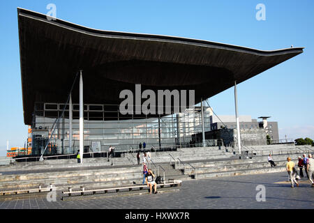 Cardiff Wales, Regno Unito, 14 Settembre 2016 : Il Senedd noto anche come l'Assemblea nazionale edificio è la casa del corpo eletto Foto Stock