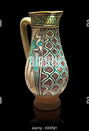 Medieval Caraffa in ceramica realizzati in Orvieto e Siena, Italia, alla fine del XIV secolo. Da Faience. inv 7394, il museo del Louvre di Parigi. Foto Stock