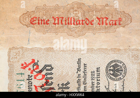 Deutsche Reichsmark Bill , Denaro storico Foto Stock