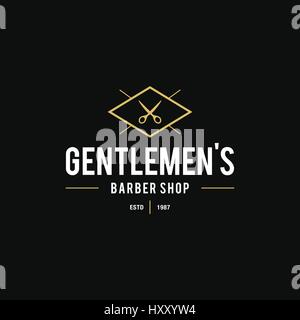 Retro Vintage Barber Shop Badge e etichette Illustrazione Vettoriale