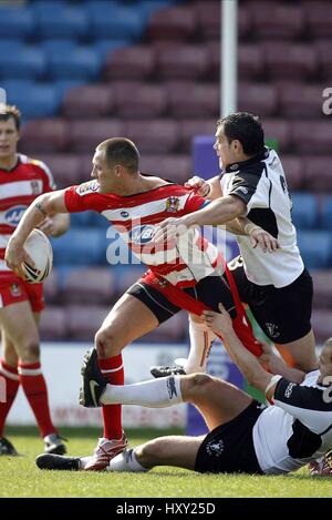 GARETH HOCK PER WIGAN WIDNES VIKINGS V WIGAN IL GUERRIERO HALTON STADIUM WIDNES Inghilterra 01 aprile 2007 Foto Stock