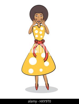 La pop art donna africana sorpreso illustrazione vettoriale EPS 10 Illustrazione Vettoriale