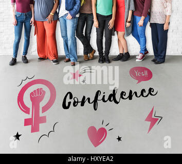 Il femminismo di uguaglianza di donne di fiducia a destra Foto Stock