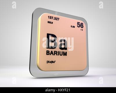 Bario - Ba - elemento chimico tavola periodica 3D render Foto Stock