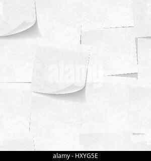 Bianco realistico sticky notes pattern senza giunture Illustrazione Vettoriale