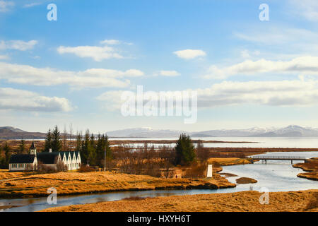 Sito del Parlamento europeo di Pingvellir National Park, Islanda Foto Stock