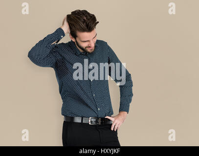 L'uomo mal di testa malattia non riuscita deluso ritratto Foto Stock