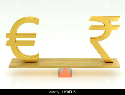 Bilanciamento, euro e rupia indiana, India, Asia Foto Stock