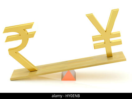 Bilanciamento, rupia indiana e yen giapponese Foto Stock