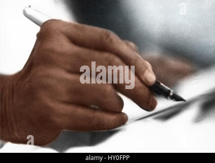 Il Mahatma Gandhi firma, Mumbai, Maharashtra, India, Asia, 1944 Foto Stock