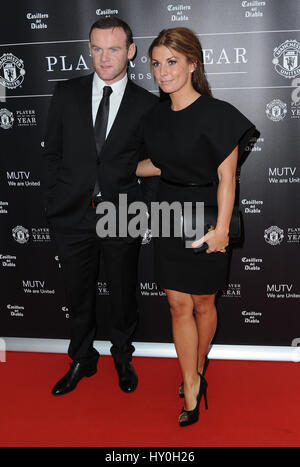 Wayne e Coleen Rooney arriva a Manchester United Old Trafford, per il Manchester United Player of the Year Awards Foto Stock